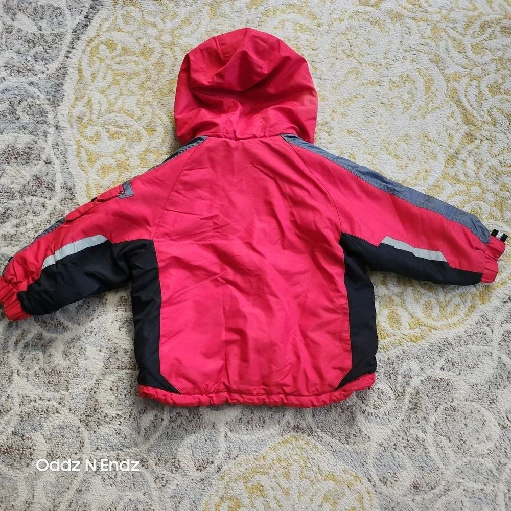 OshKosh BGosh‎ Boys Red & Black Hooded Winter Jacket Size 4 Polyester
